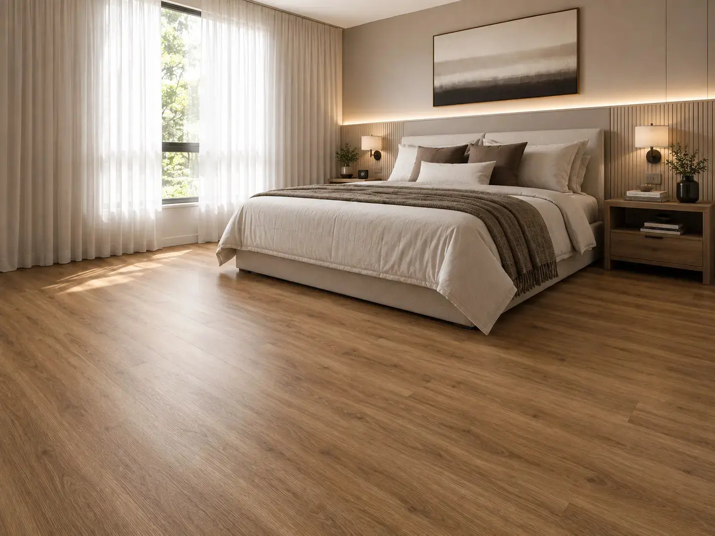 Instalação de piso laminado em quarto em Hortolândia