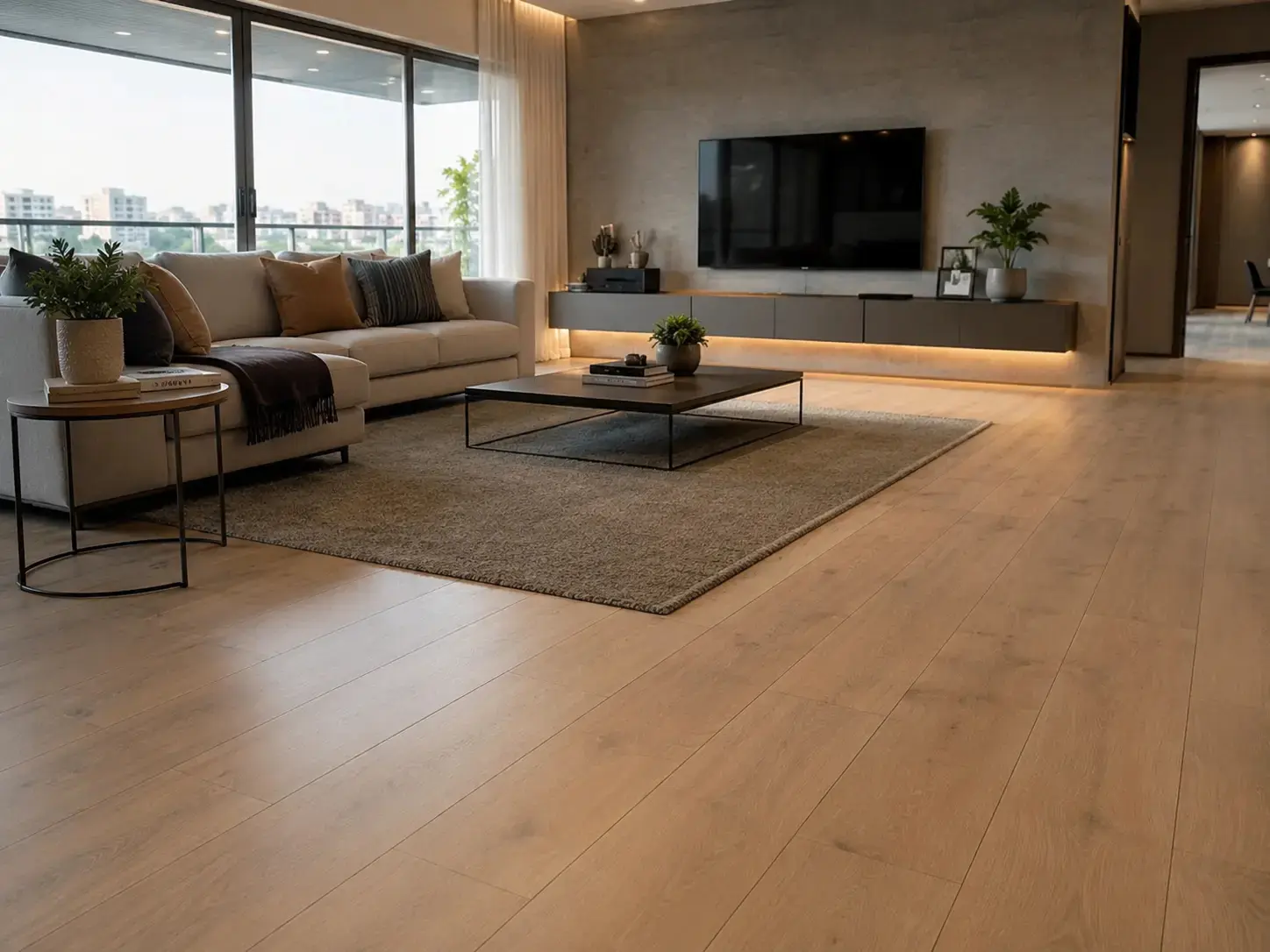 Instalação de piso laminado em sala em Hortolândia